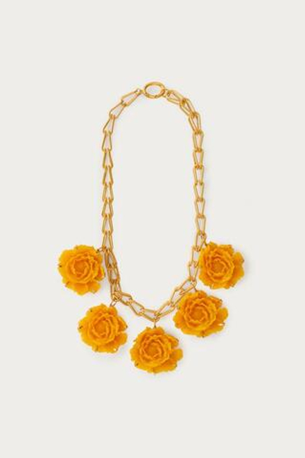 ZARA X MARISA BERENSON ОЖЕРЕЛЬЕ В ВИДЕ ЦВЕТКА ИЗ МЕТАЛЛИЧЕСКОЙ СМОЛЫ, ЗОЛОТИСТЫЙ