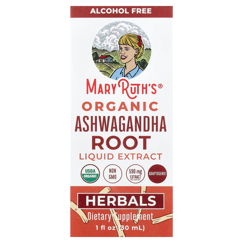 MaryRuth's, жидкий экстракт корня органической ашваганды, без спирта, 30 мл