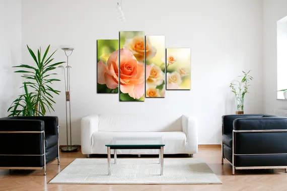 Модульная картина"Персиковые розы"