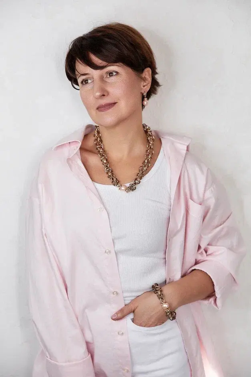 HMG 1131 peach Серьги с жемчужиной 1,5 см арт.0720