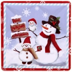 Банка жестяная 9*9*9см «Снеговики»