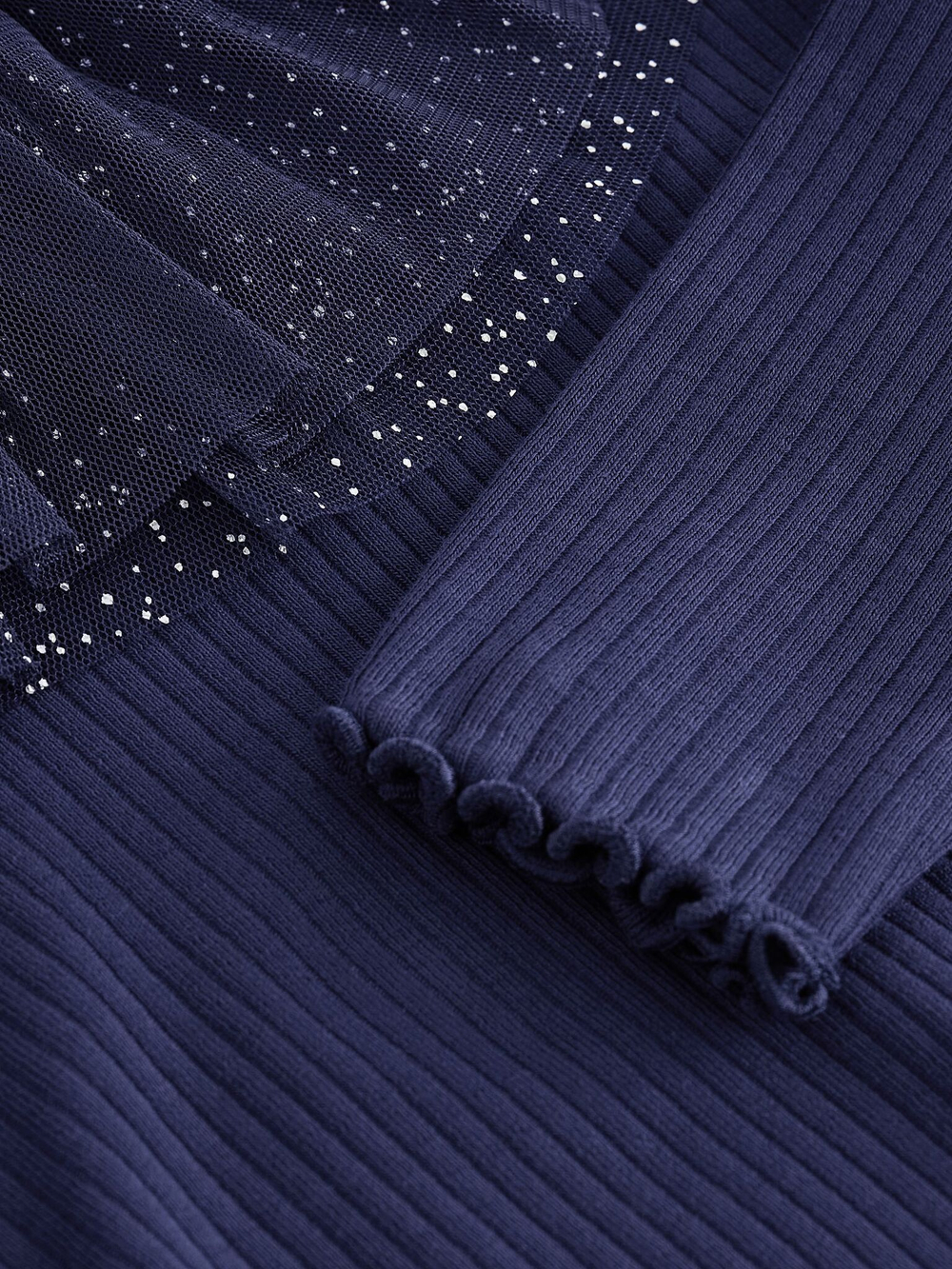 Лонгслив с воротником для девочки Next B44-993, Темно-синий