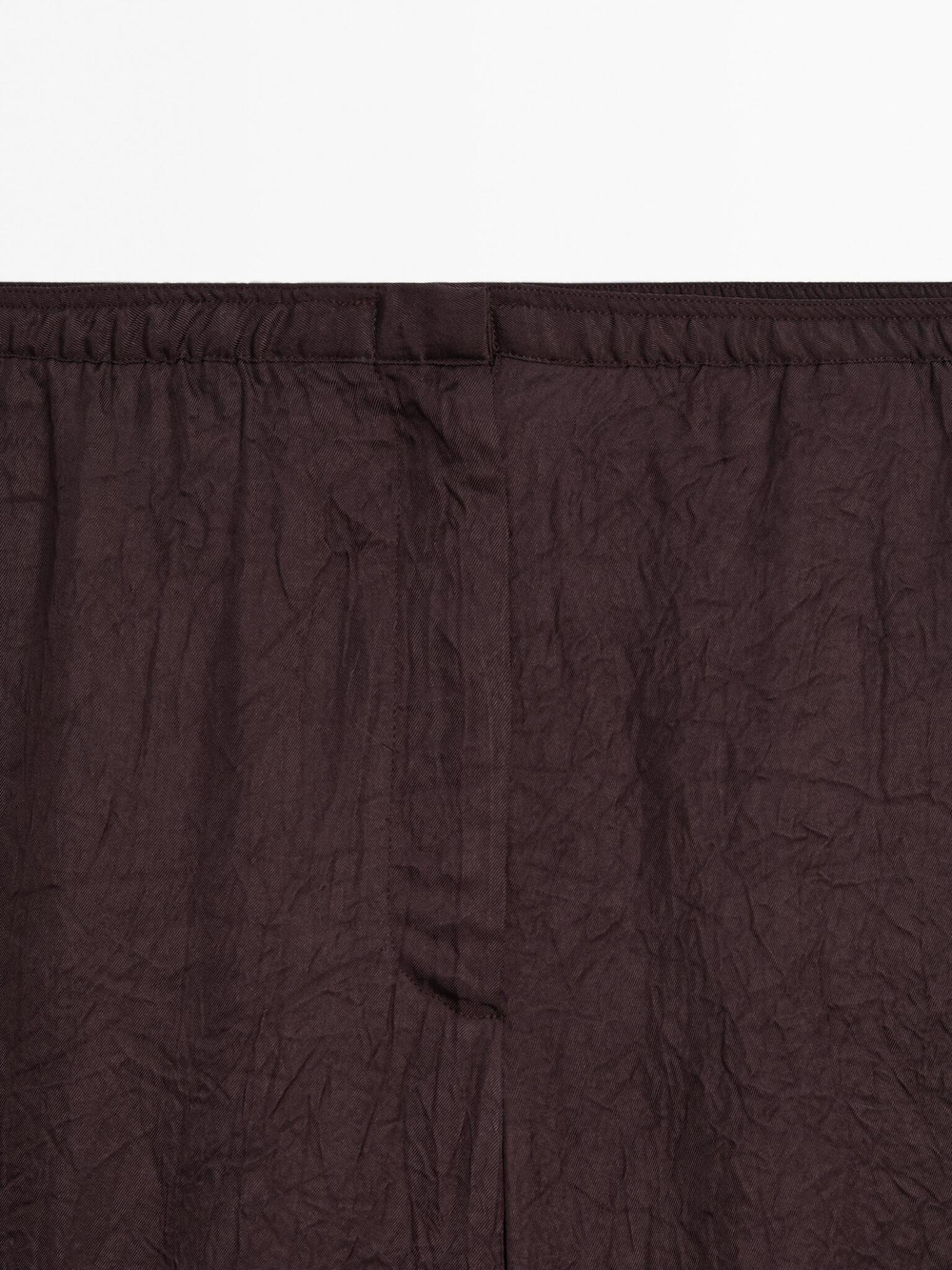 Massimo Dutti Струящиеся брюки из жатой ткани, бургундский