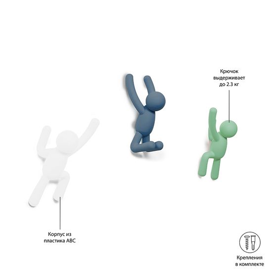 Набор крючков buddy, серый, 3 шт.