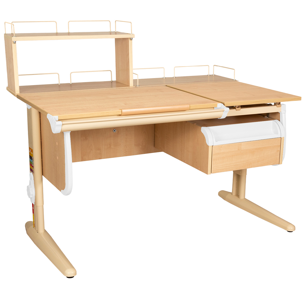 Растущая парта СУТ 25 с задними полками СУТ.15.210 и СУТ.15.240 и навесной тумбой (1200×880 мм)