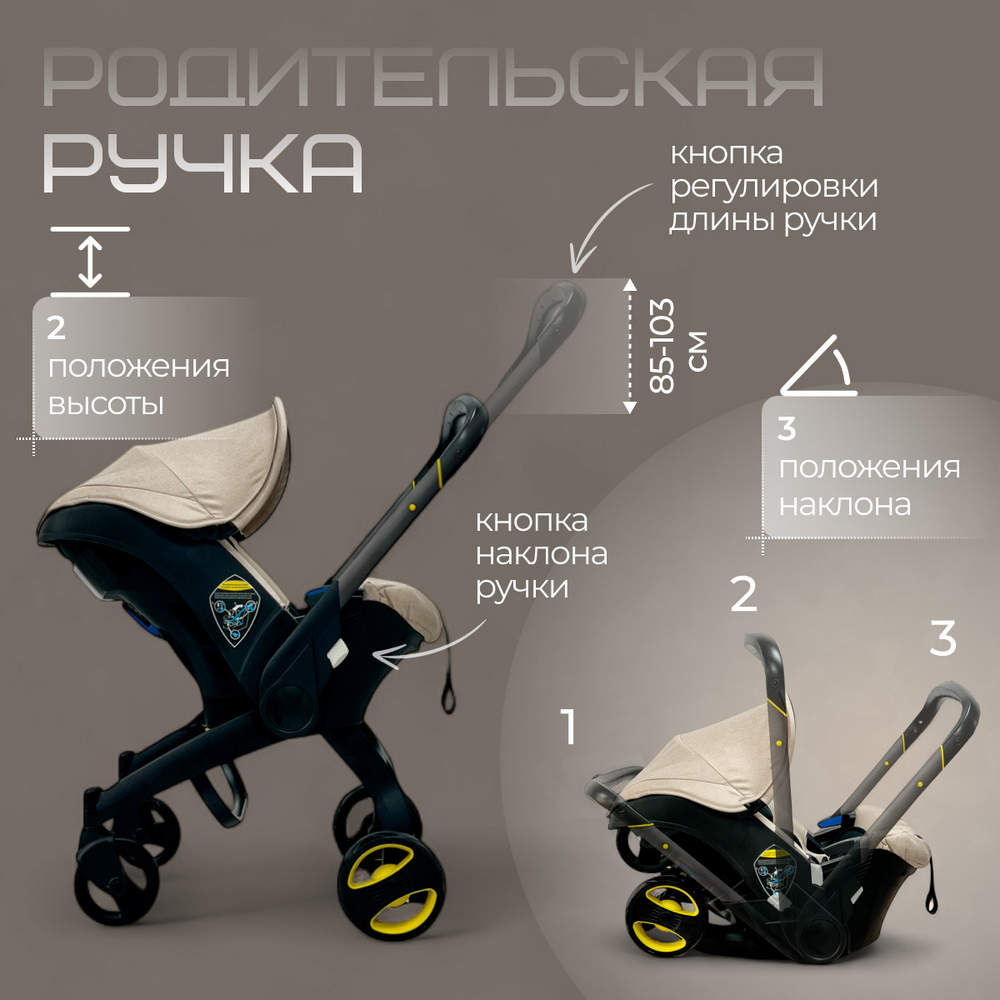 Коляска-автолюлька Bubago Mirco бежевый