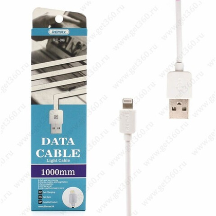 Кабель 1m USB/Lightning RC-06i Light Speed Remax white
