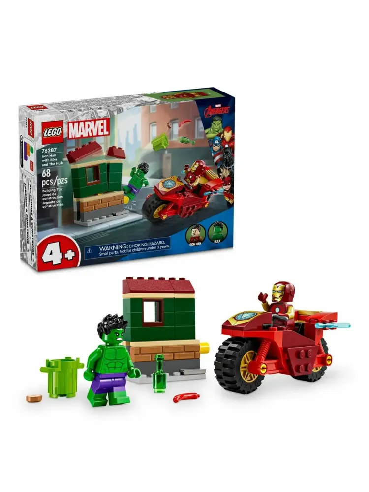 Конструктор Marvel 76287 Железный человек с байком и Халк