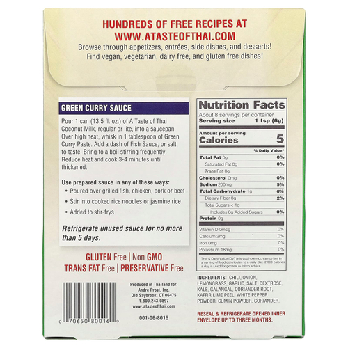 A Taste Of Thai, Паста из зеленого карри, 50 г (1,75 унции)