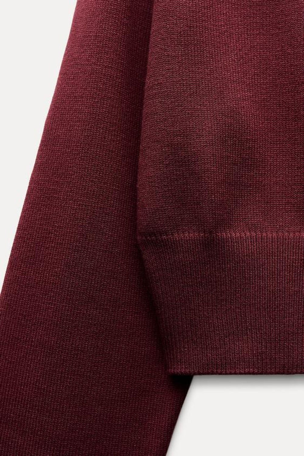 ZARA ОДНОТОННЫЙ СВИТЕР С ШИРОКИМИ РУКАВАМИ, ЦВЕТ БУРГУНДСКОГО ВИНА