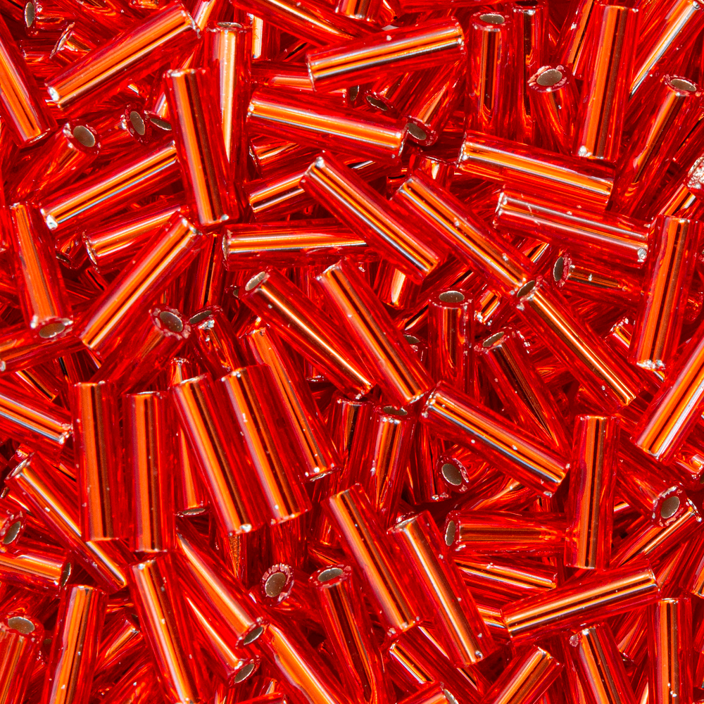 Японский бисер TOHO Bugle (стеклярус) 6mm (№25), с внутренним серебрением, прозрачный