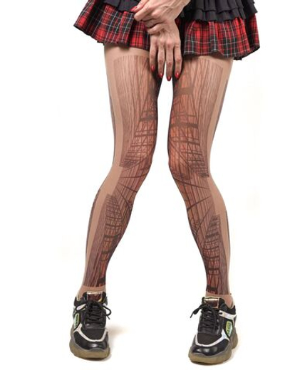Колготки с принтом в виде небоскрёбов (Размер: S-M-L) (Цвет: бежевый)