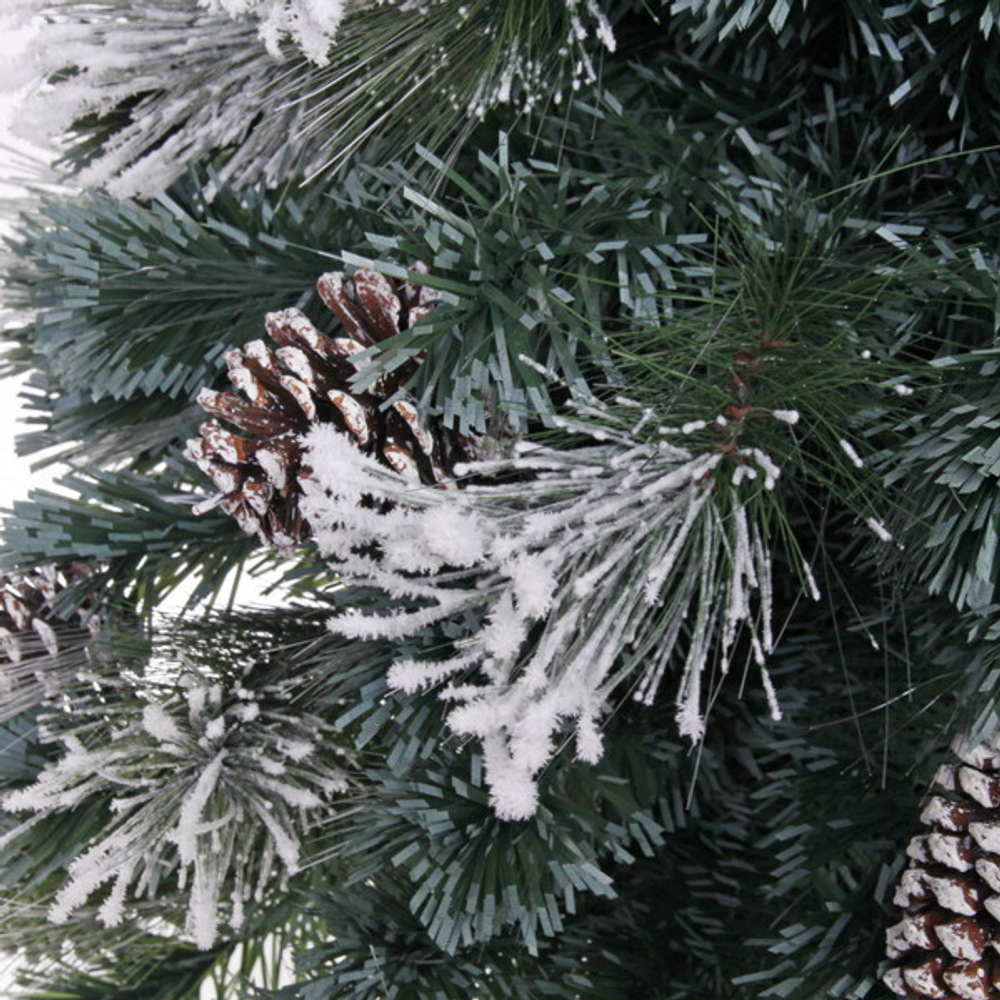 Ёлка светодиодная «Царская» 210 см,ПВХ+леска, шишки, белое напыление, Теплый белый (270 веток) (T2121-210)