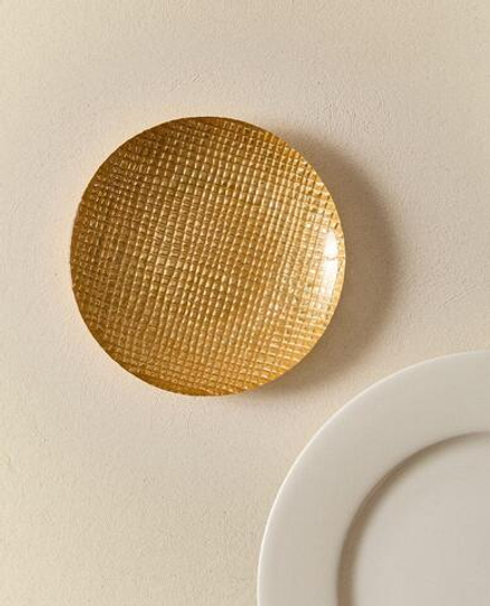 ZARA HOME ТАРЕЛКА С РЕЛЬЕФНЫМ УЗОРОМ, ЗОЛОТОЙ