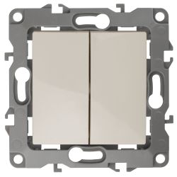 12-1104-02 ЭРА Выключатель двойной, 10АХ-250В, IP20, Эра12, слоновая кость | Эра 12 Слоновая кость