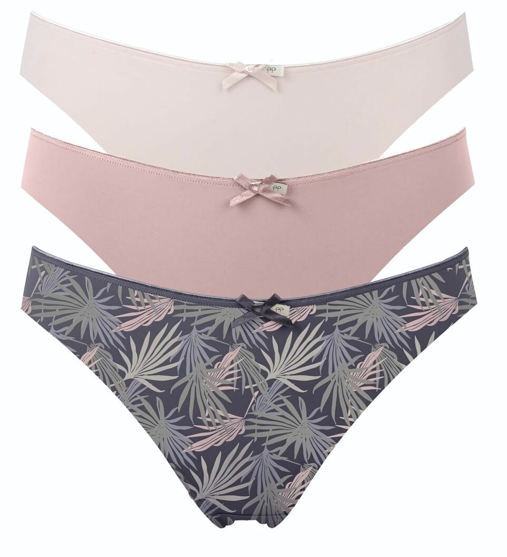 Набор из 3 серо-розовых трусиков-слип Olivia (Размер: S) (Цвет: серый с розовым)