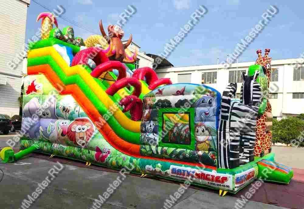 Коммерческий надувной батут "Большой зверинец" 9*5,5*7,7 м