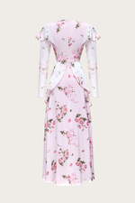 Платье-макси из шелкового крепдешина с авторским принтом