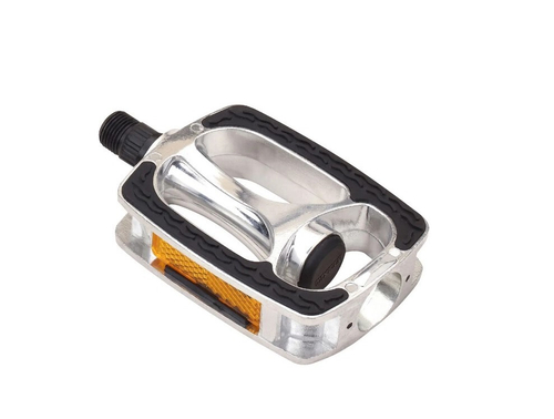 Педали TRIX CITY алюминиевые с эластомерными накладками, 108x70мм, резьба 9/16", черно-серебристые