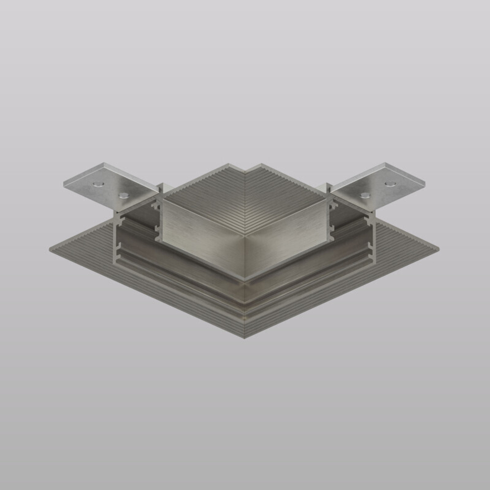 Угловой элемент трека SHINE HIDE для ГКЛ 12,5 мм, 90°, потолок–потолок, тёмный никель, алюминий