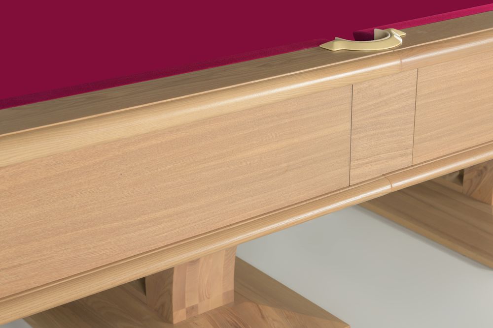 High-style Lux СБ 10 массив ясень/шпон ясеня (РП, Дуб натуральный, Manchester 70 Burgundy ш2.0м, Кожаная сетка, без ската, Накл. эл-в метал золото)