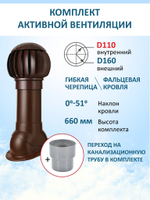 Нанодефлектор ND160, вент. выход утепленный высотой Н-500 с переходом D110, для скатной кровли