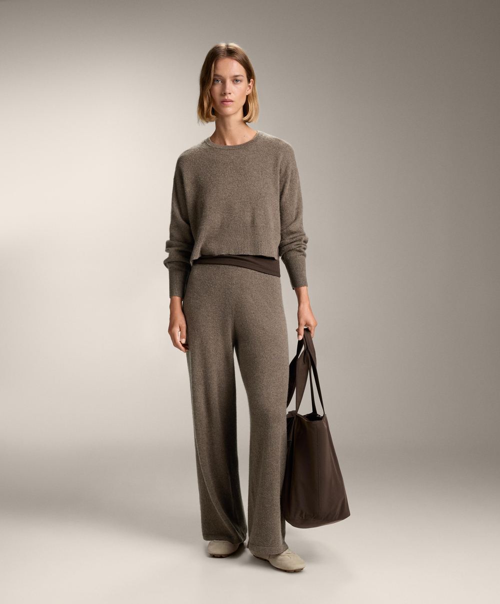 OYSHO Брюки прямого кроя из 100% кашемира, серо-коричневый
