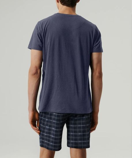 Пижама мужская с коротким рукавом и шортами Atlantic NMP-380, хлопок, деним + темно-синий