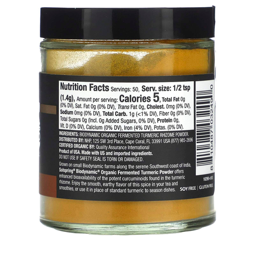 Dr. Mercola, Solspring®, Biodynamic®, порошок из ферментированной куркумы, 70 г (2,4 унции)