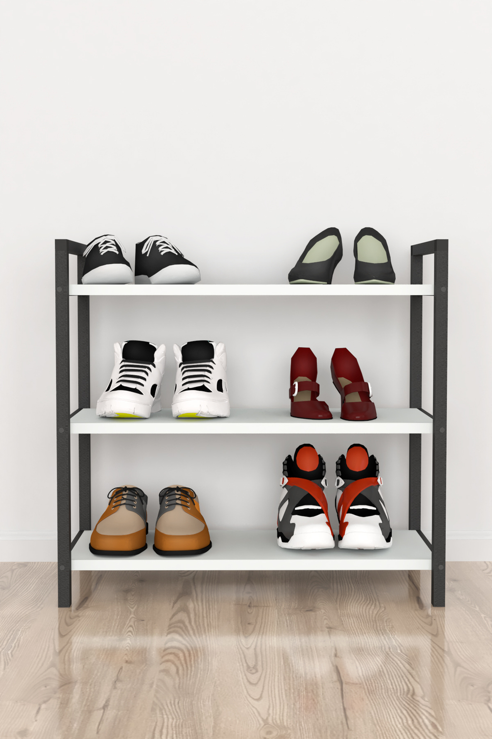 Стеллаж для обуви с 3 полками - белый