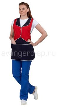 Фартук женский "Карамель" (синий/красный)