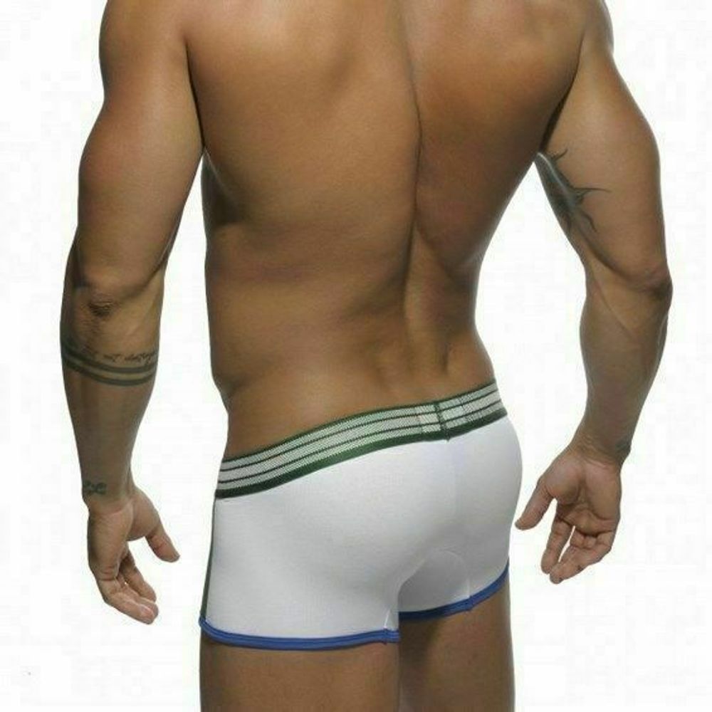 Мужские трусы боксеры белые с зеленой резинкой ES Collection
