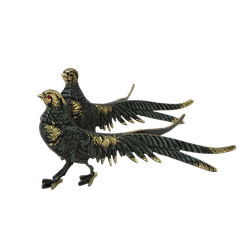 Bello De Bronze Статуэтка Фазаны пара, бронза с покрытием "с синим отливом"