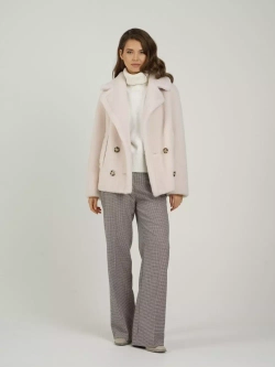 Шуба из шерсти чебурашка экошуба, жемчужная, SilverFox