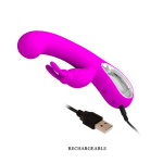 Вибратор 21см с клиторальным стимулятором в виде зайчика Pretty Love Webb BI-014420