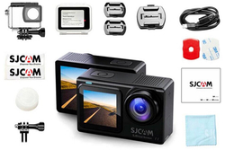 Экшн камера SJCam SJ8 Dual Screen черная с креплением, цифровым стабилизатором, водонепроницаемая 4K Ultra HD на шлем, голову, грудь, велосипед