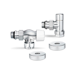 Комплект радиаторных клапанов осевой Varmega VMDV12 хром - 3/4" x 1/2" (НР/НР-американка, PN10, Tmax 110°C, O-ring)