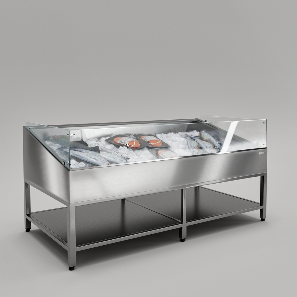 Нейтральная витрина для выкладки рыбы на льду (без охлаждения) Finist VF/1400