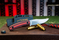 Туристический нож Asket N690 StoneWash Kydex Black-Read