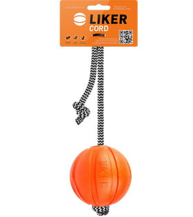 Лайкер Корд (Liker) Игрушка для собак мячик на шнуре, d 7 см, оранжевый (32003)