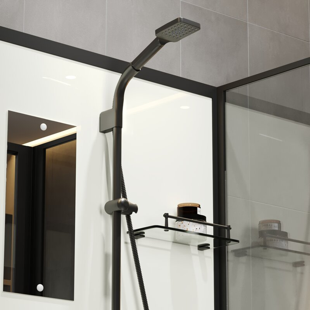 Душевая кабина Niagara Standart ST100/15Q/BL/BK (100х100х200) квадрат,поддон 15см,распашная,проф.черный,без крыши,3 места