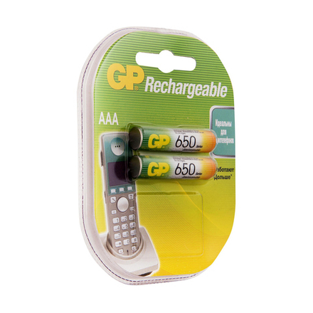 Аккумулятор GP Rechargeable 65AAAHC-5DECRC2, Ni-MH, типоразмер ААА, 650 мАч, 1,2 В, 2 шт