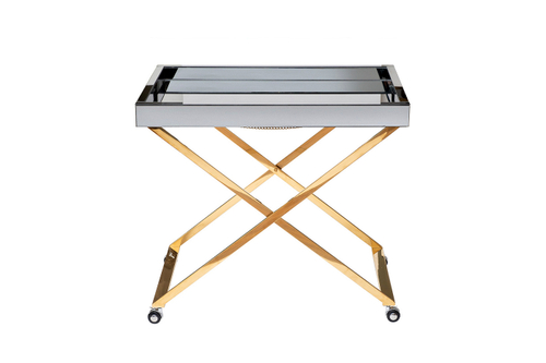 KFG134 Стол сервировочный матовый, н/ж сталь золото 80*55*67см