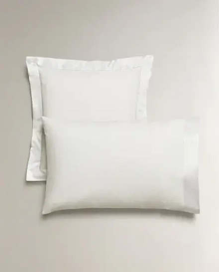 ZARA HOME НАВОЛОЧКА С ШЕЛКОВОЙ КАЙМОЙ, СЕРЫЙ