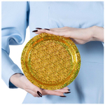 Тарелка голография в золотом цвете, 17 см/ 23 см, 6 шт