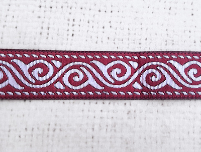 Тесьма жаккард, ш. 2 см, бордовый с серебром