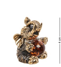 Народные промыслы AM-1384 Фигурка «Цирковой слон» (латунь, янтарь)