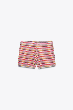 ZARА ШОРТЫ, СВЯЗАННЫЕ КРЮЧКОМ, РАЗНОЦВЕТНЫЙ