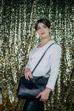 Женская сумка из натуральной кожи ягненка черного цвета