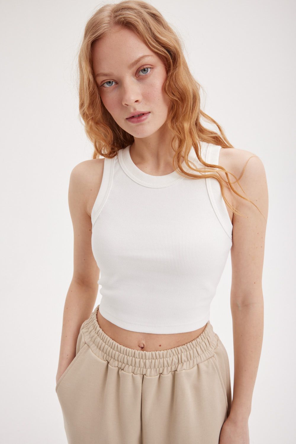 Топ халтер укороченный "Белый" женский